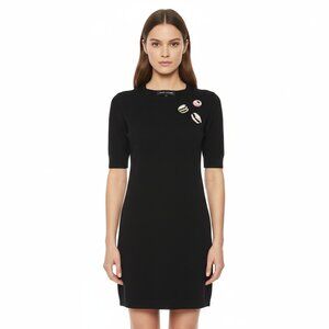 Marc Jacobs Black Wool Dress with Decorative Candy Embellishments Size M